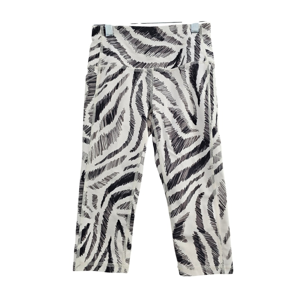 DSG Zebra Print Leggings women's 2XS White Black Cropped High Rise Side Pockets
